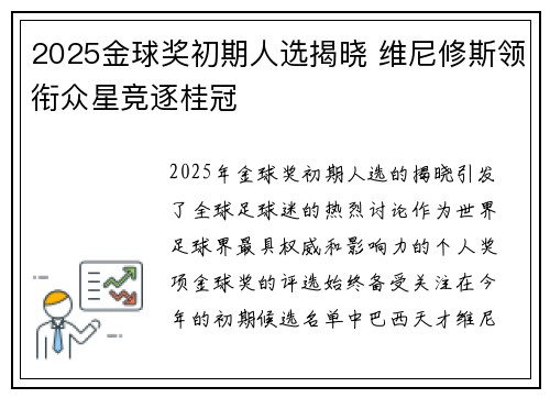 2025金球奖初期人选揭晓 维尼修斯领衔众星竞逐桂冠